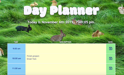 Day planner app screenshot