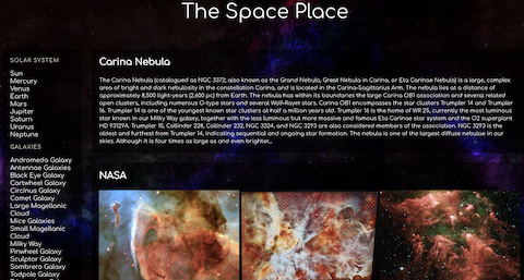 Space app screenshot